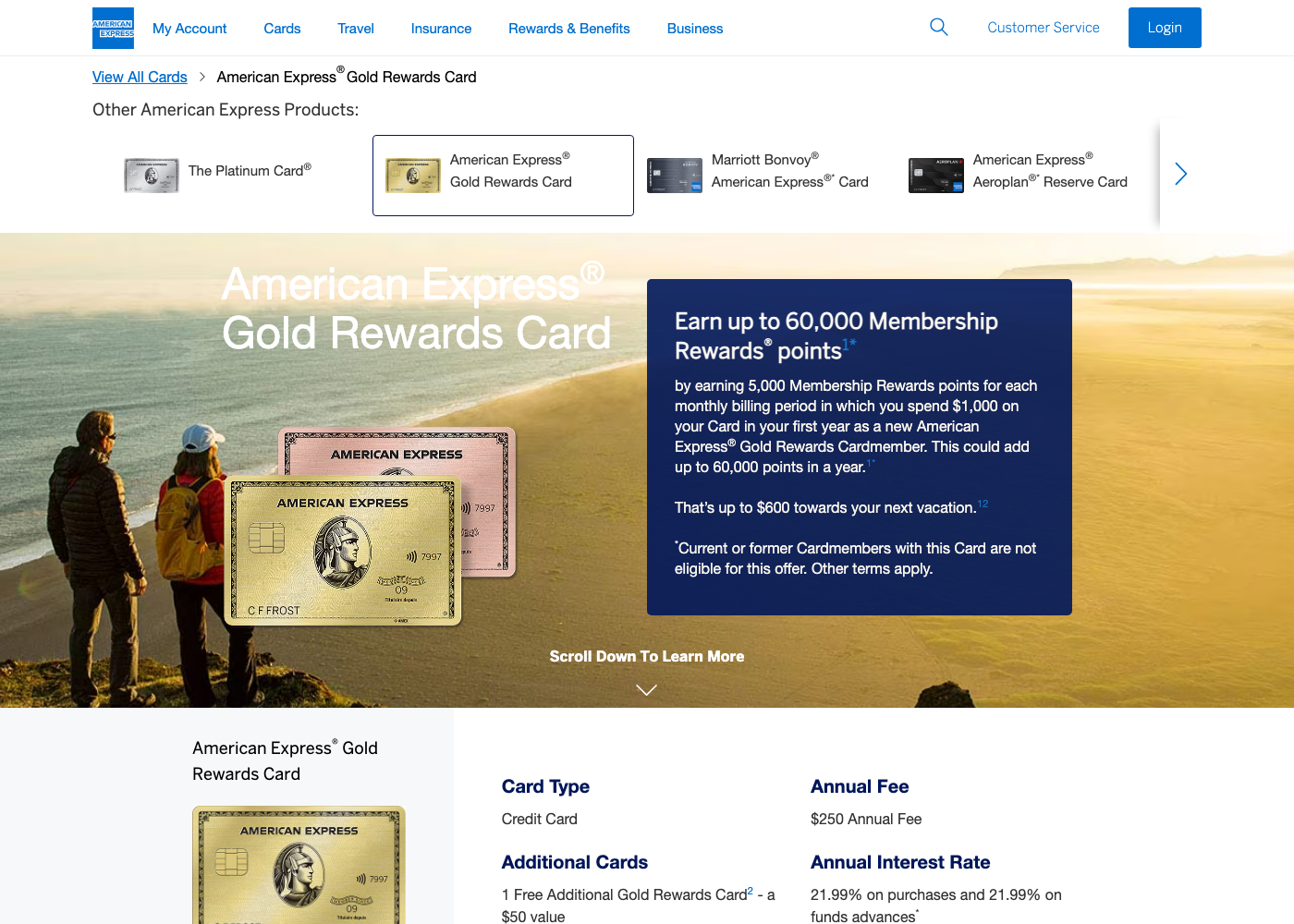 American Express Gold Rewards Card: earn up to 60,000 Membership Rewards points, $250 annual fee